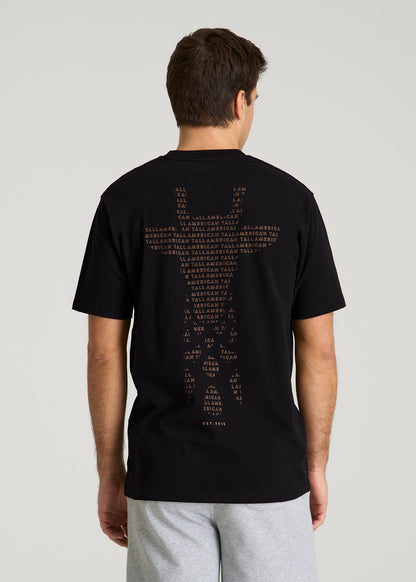 American Tall Men Giraffe Graphic Tee for Tall Men in Black