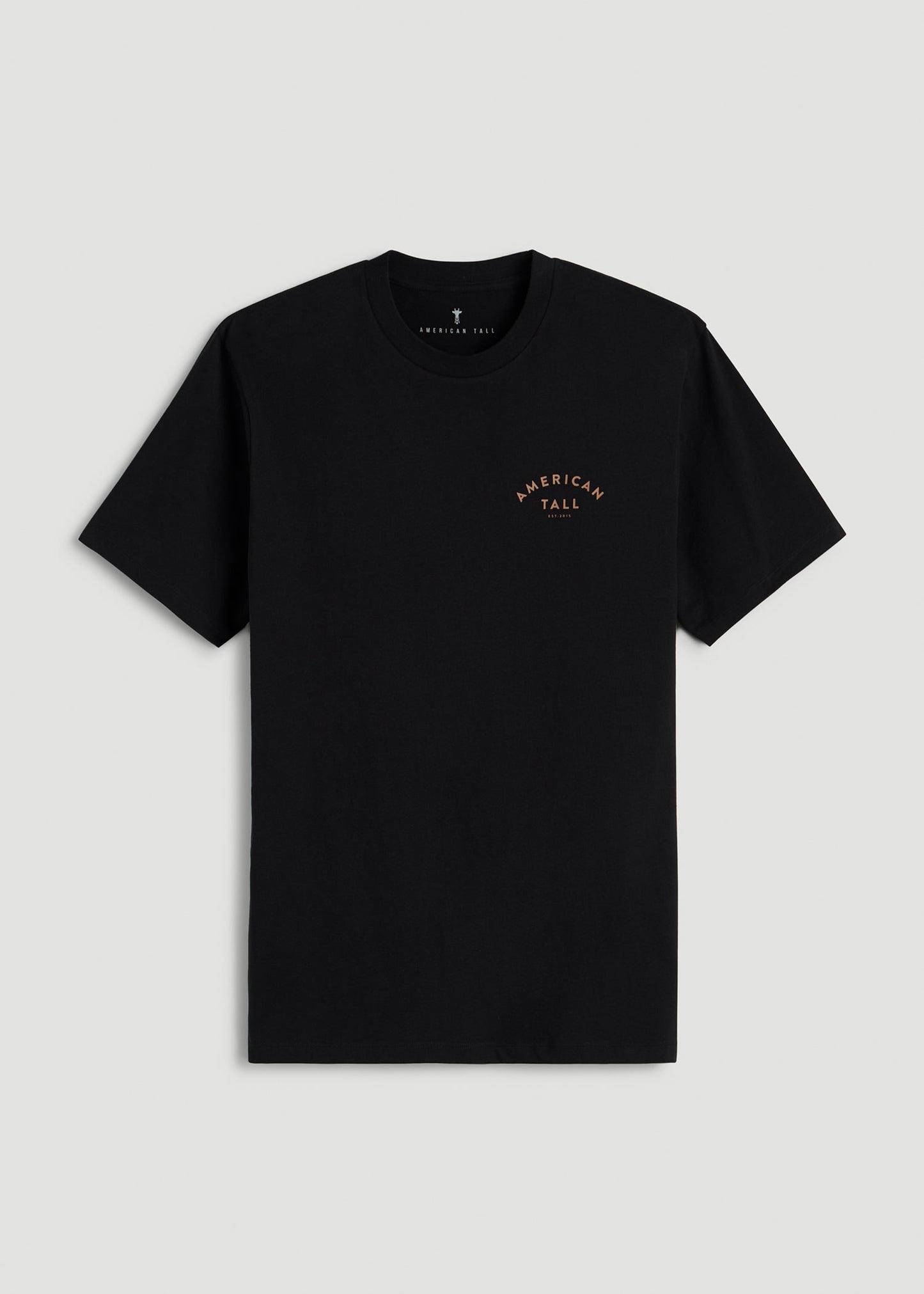 American Tall Men Giraffe Graphic Tee for Tall Men in Black