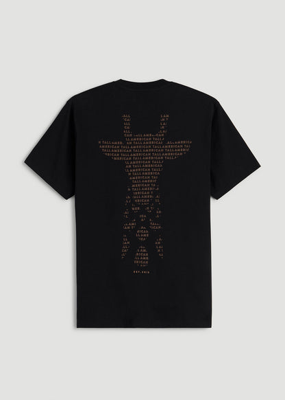 American Tall Men Giraffe Graphic Tee for Tall Men in Black