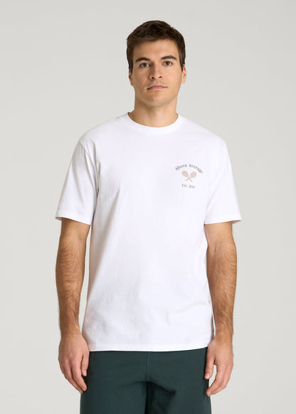 American Tall Men Country Club Graphic Tee for Tall Men in White