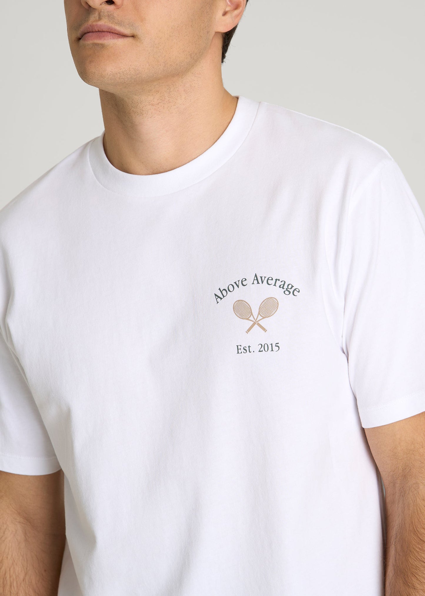 American Tall Men Country Club Graphic Tee for Tall Men in White