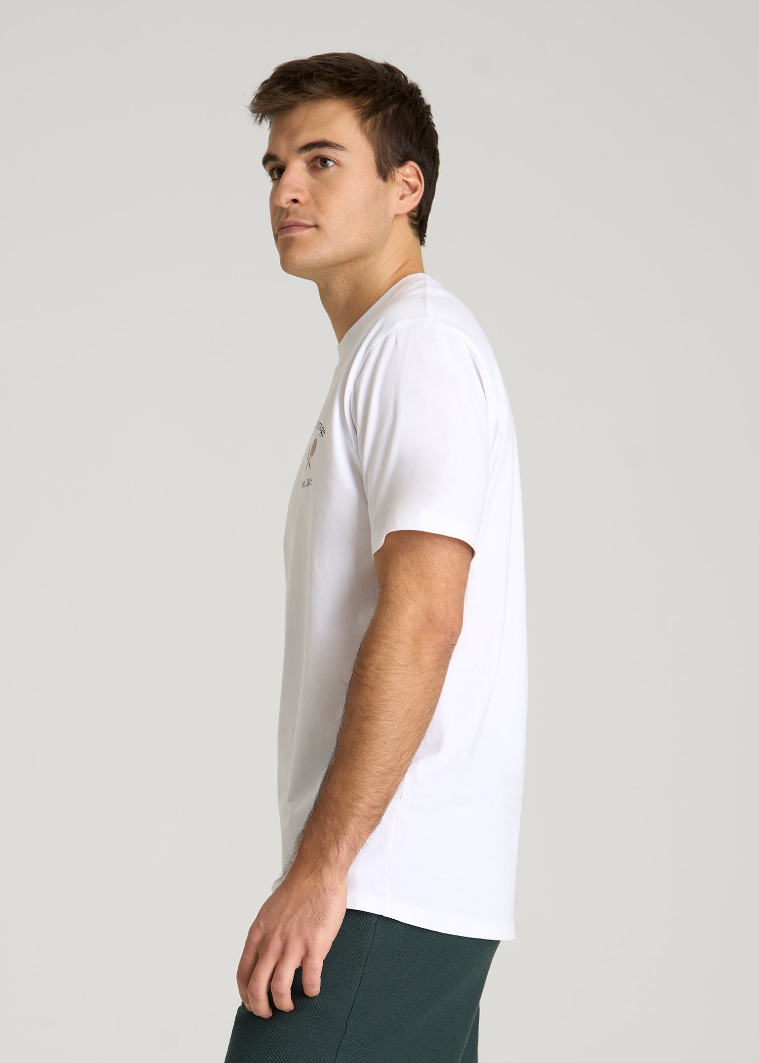 American Tall Men Country Club Graphic Tee for Tall Men in White