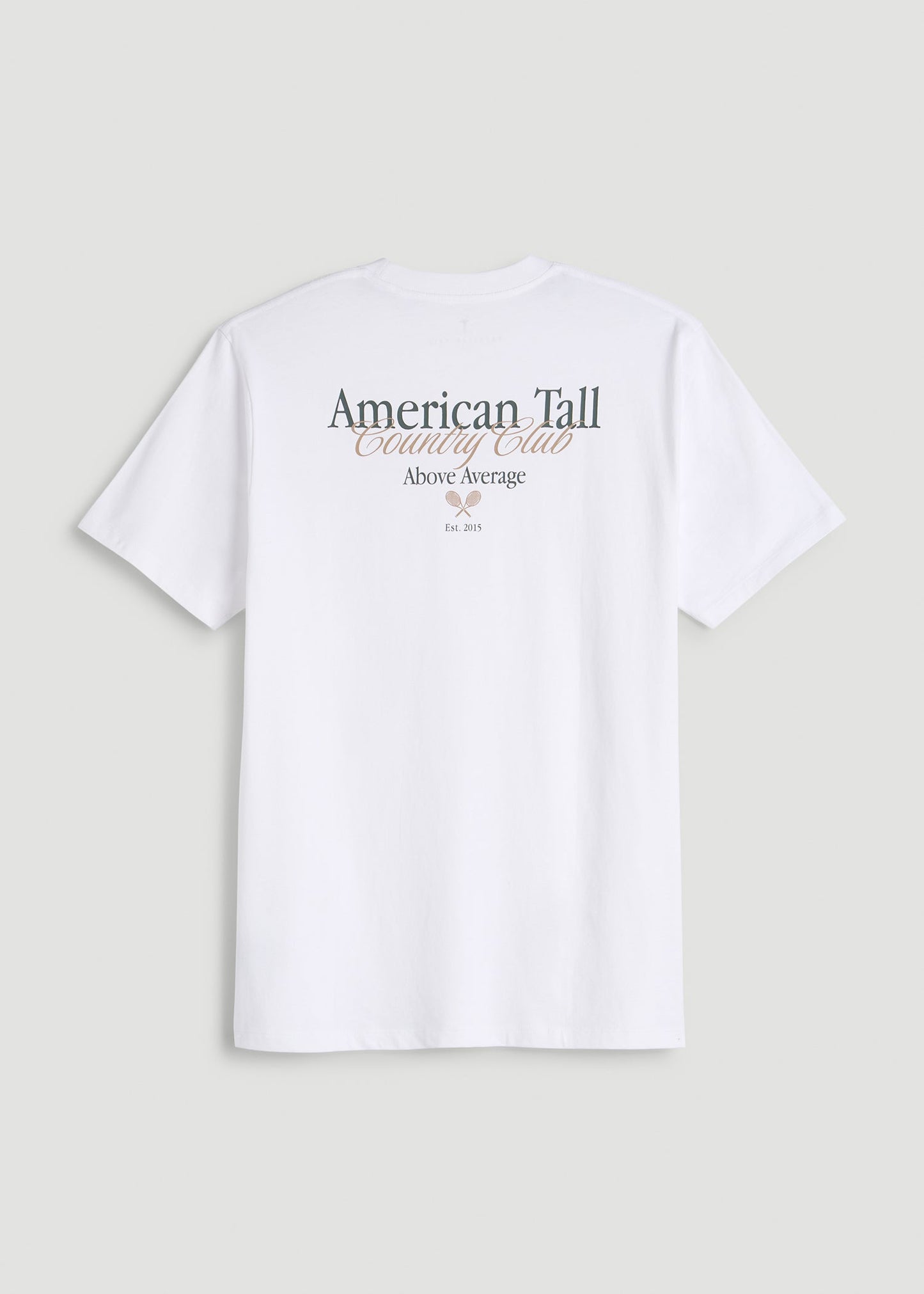 American Tall Men Country Club Graphic Tee for Tall Men in White