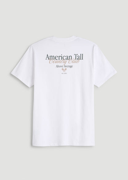 American Tall Men Country Club Graphic Tee for Tall Men in White
