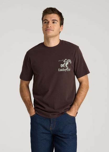 American Tall Men Rodeo Graphic Tee for Tall Men in Brown
