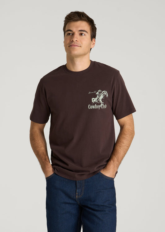 American Tall Men Rodeo Graphic Tee for Tall Men in Brown