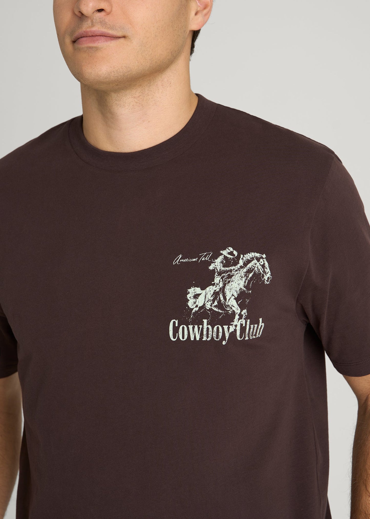 American Tall Men Rodeo Graphic Tee for Tall Men in Brown