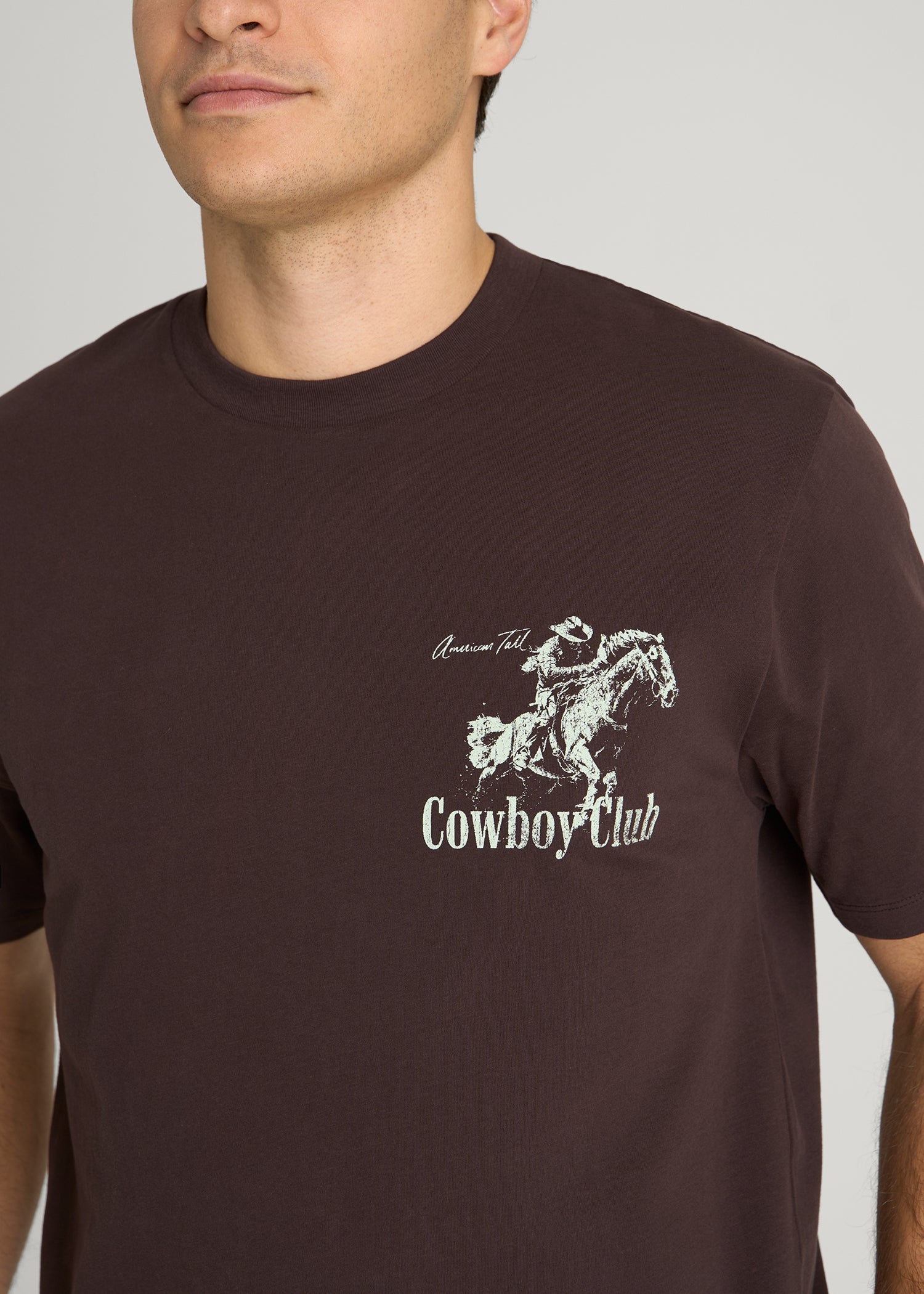 American Tall Men Rodeo Graphic Tee for Tall Men in Brown