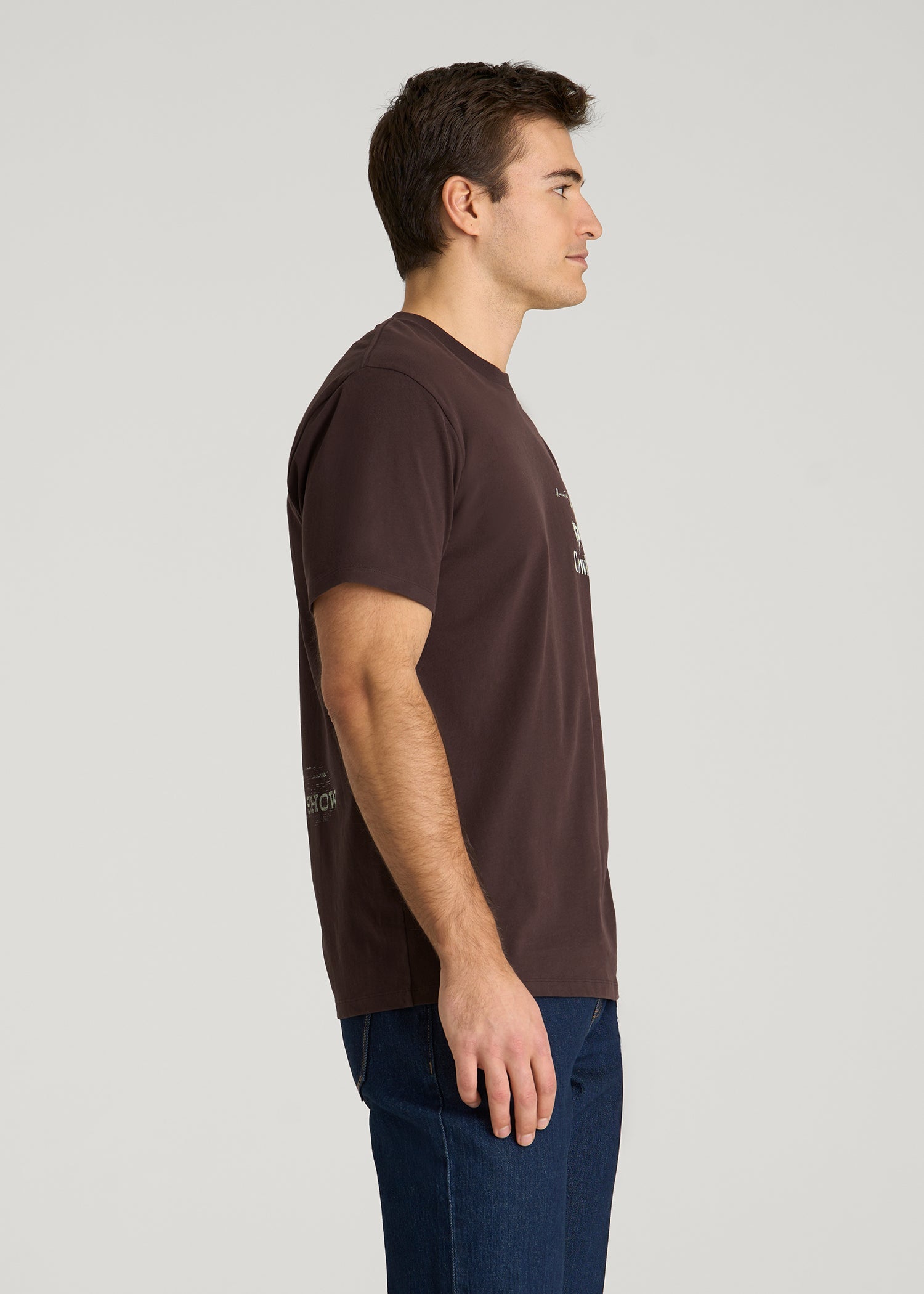 American Tall Men Rodeo Graphic Tee for Tall Men in Brown