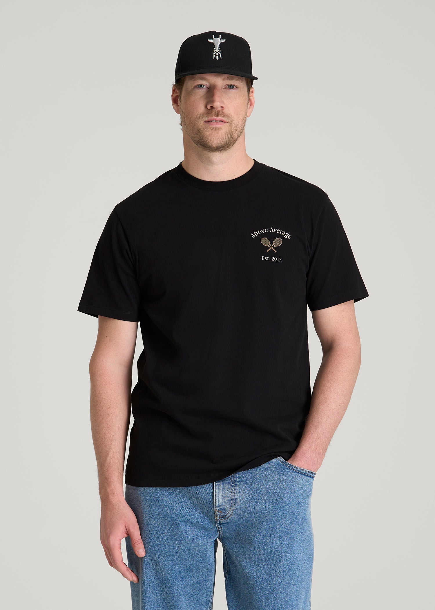American Tall Men Country Club Graphic Tee for Tall Men in Black
