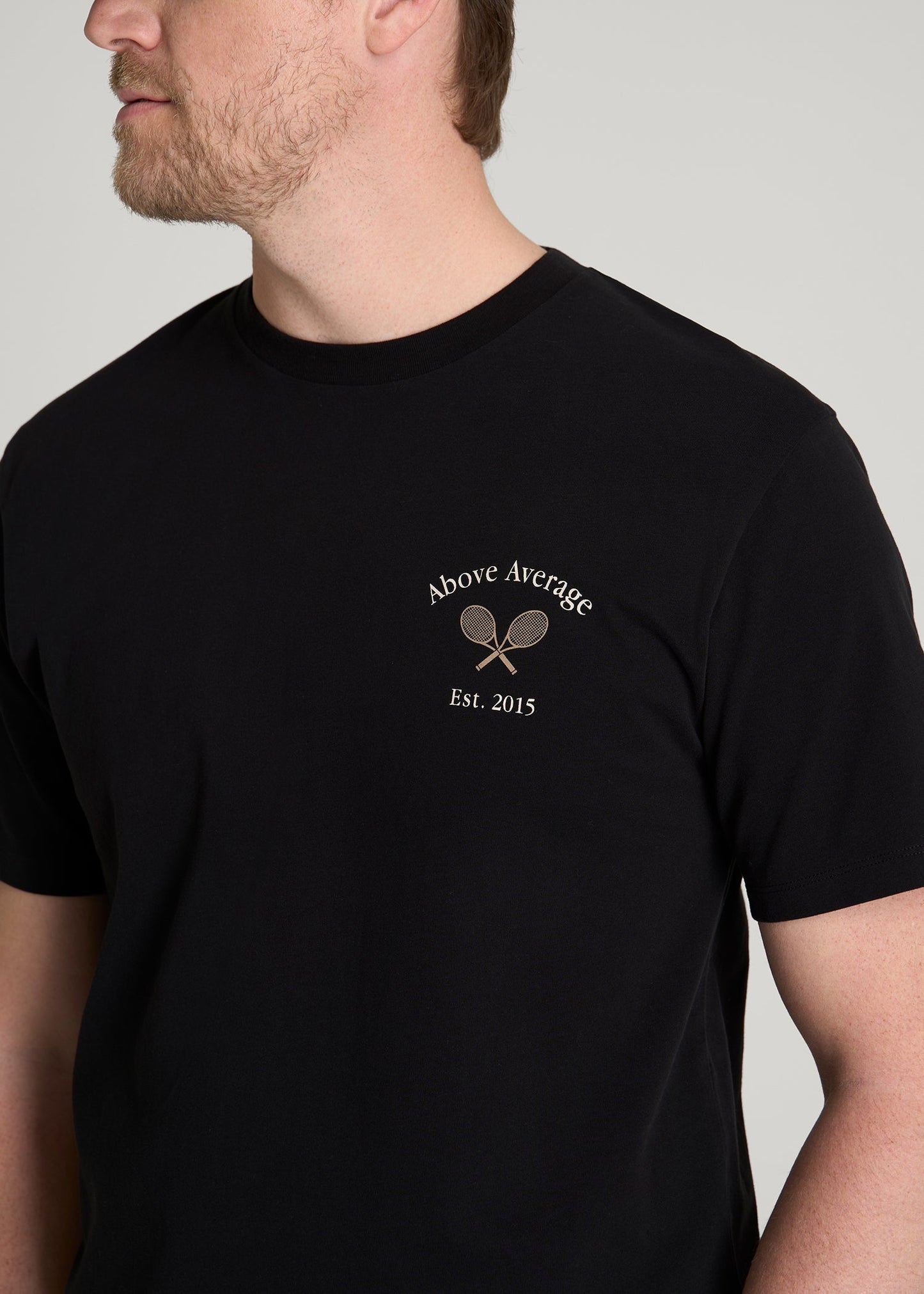 American Tall Men Country Club Graphic Tee for Tall Men in Black