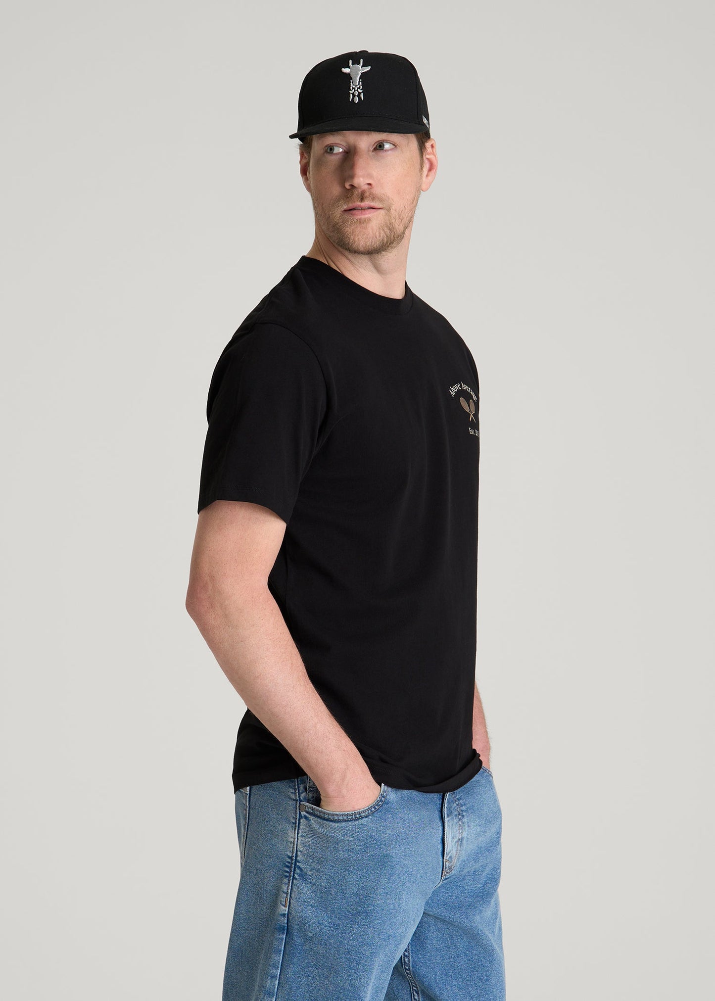 American Tall Men Country Club Graphic Tee for Tall Men in Black