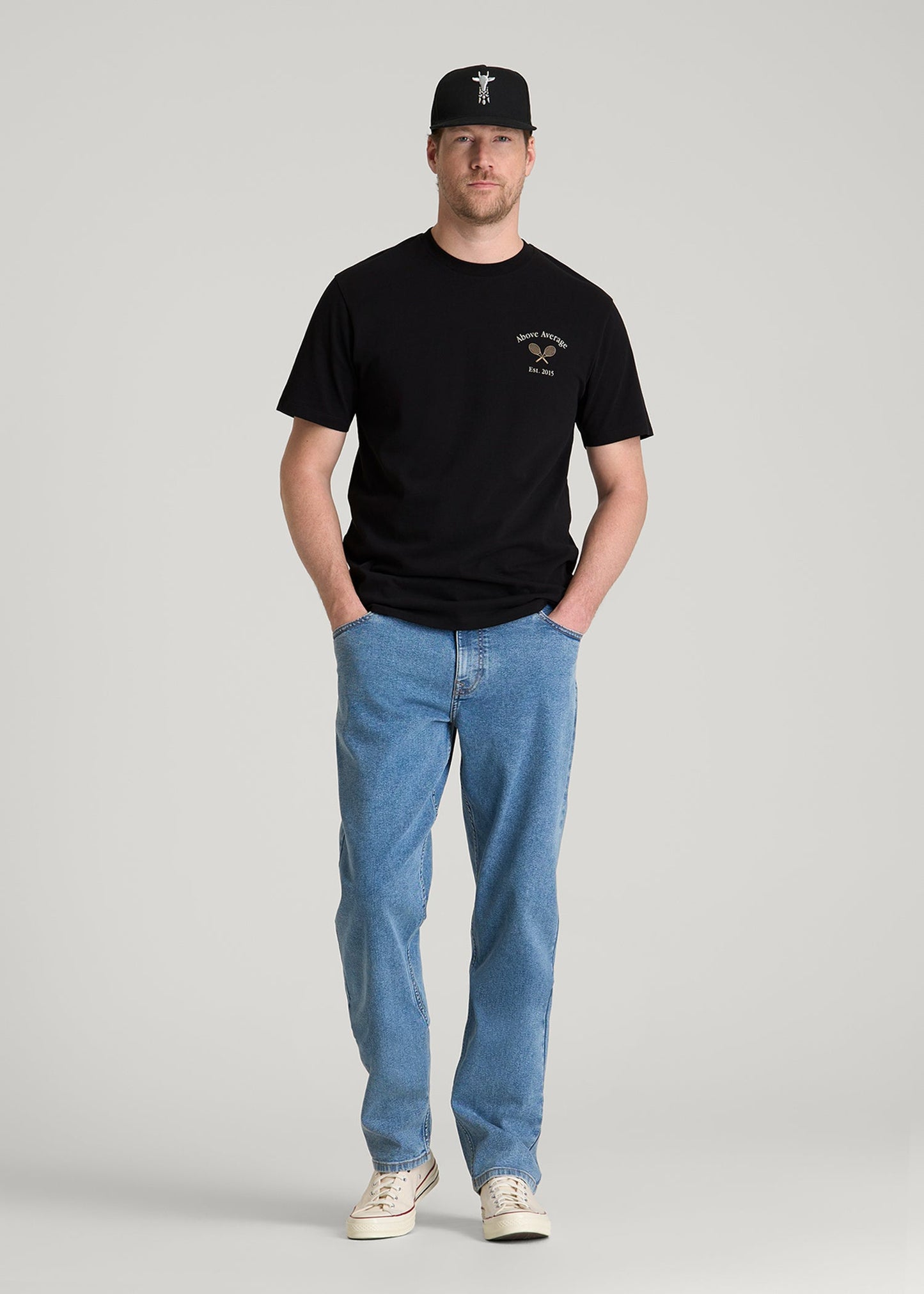 American Tall Men Country Club Graphic Tee for Tall Men in Black