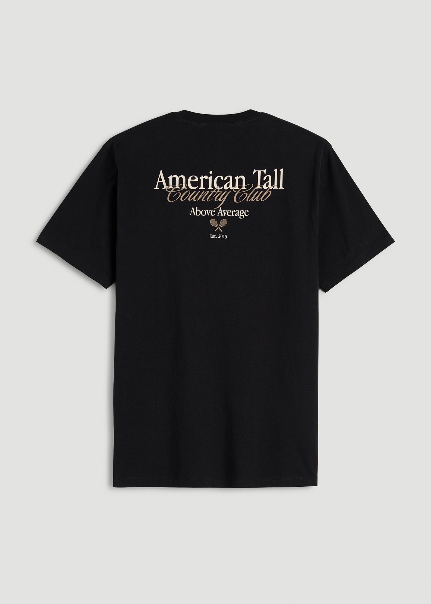 American Tall Men Country Club Graphic Tee for Tall Men in Black