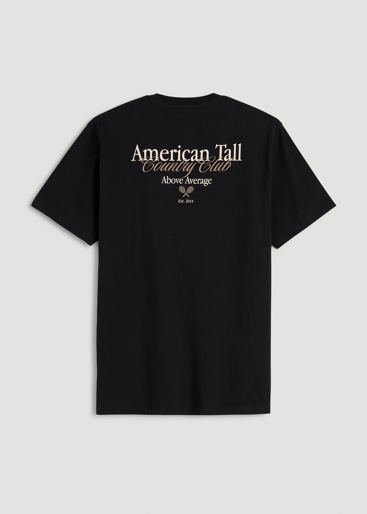 American Tall Men Country Club Graphic Tee for Tall Men in Black