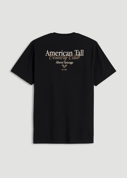 American Tall Men Country Club Graphic Tee for Tall Men in Black