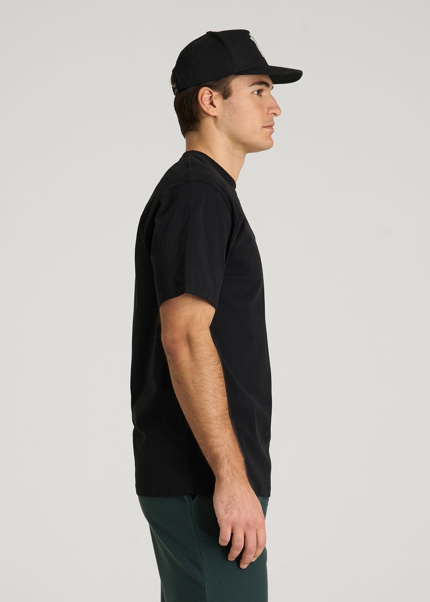 American Tall Men Crest Graphic Tee for Tall Men in Black