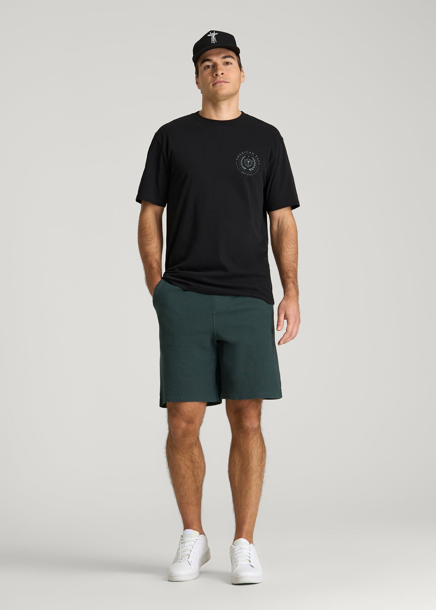 American Tall Men Crest Graphic Tee for Tall Men in Black