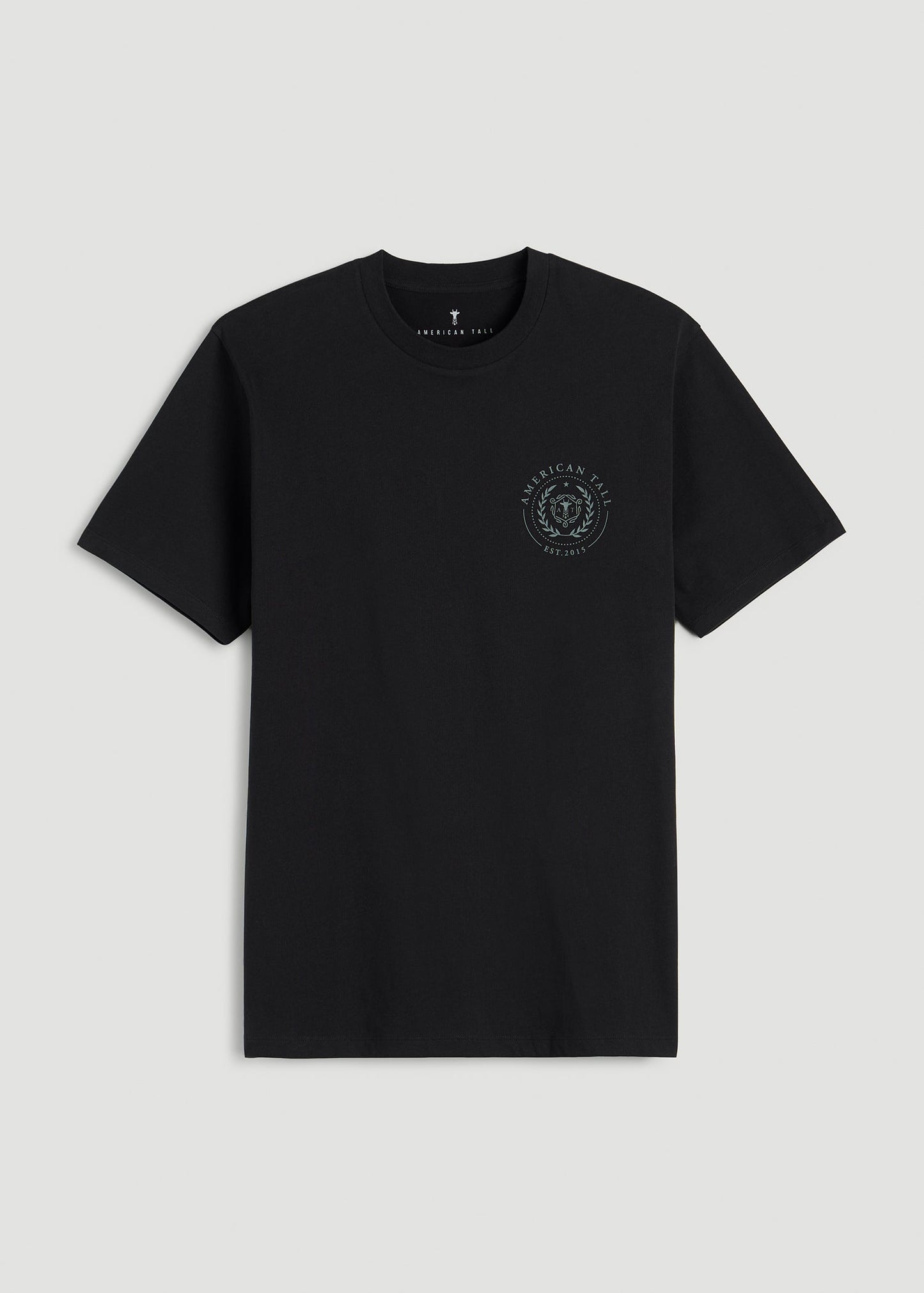 American Tall Men Crest Graphic Tee for Tall Men in Black