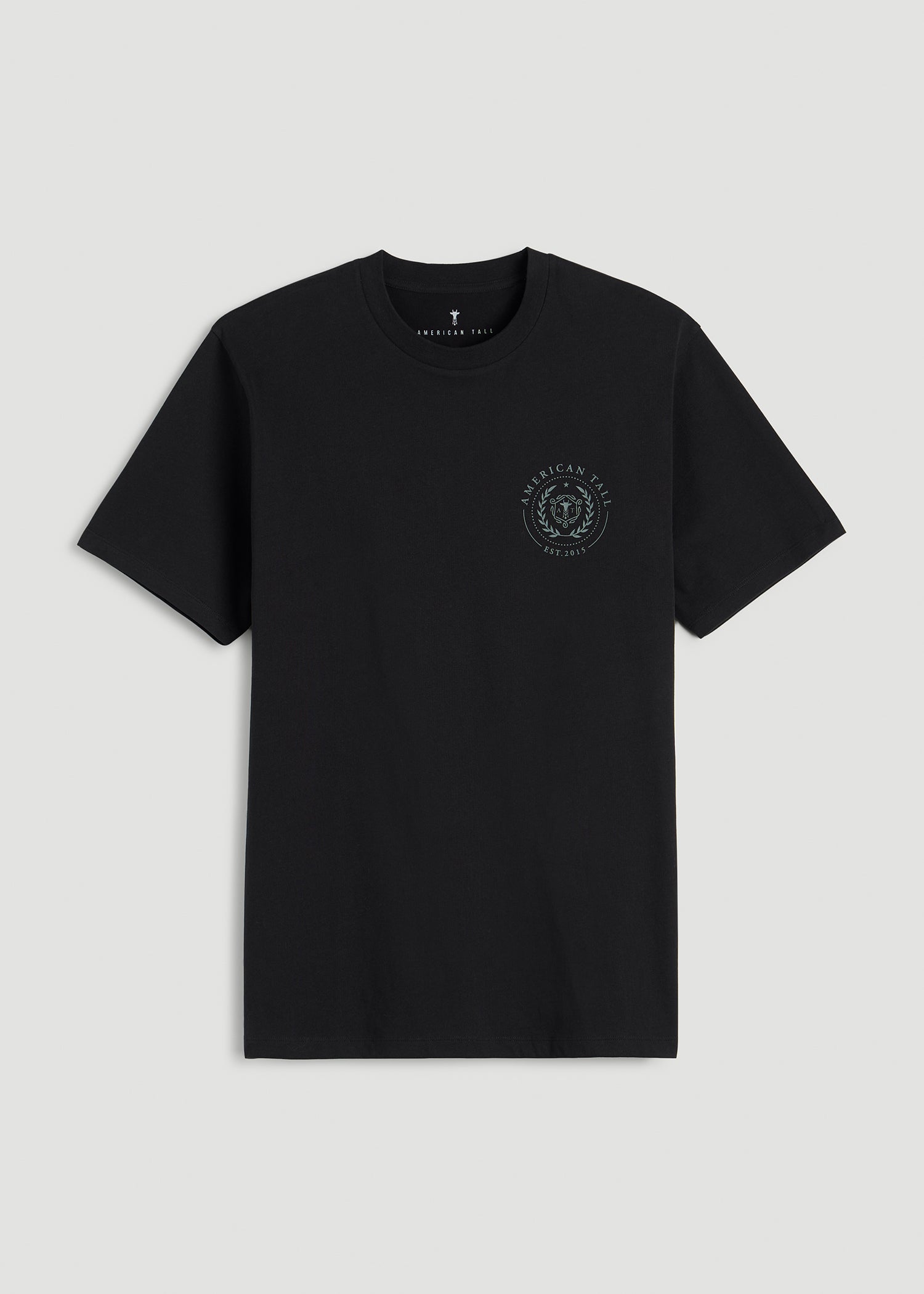 American Tall Men Crest Graphic Tee for Tall Men in Black