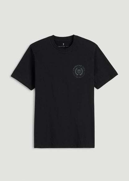 American Tall Men Crest Graphic Tee for Tall Men in Black