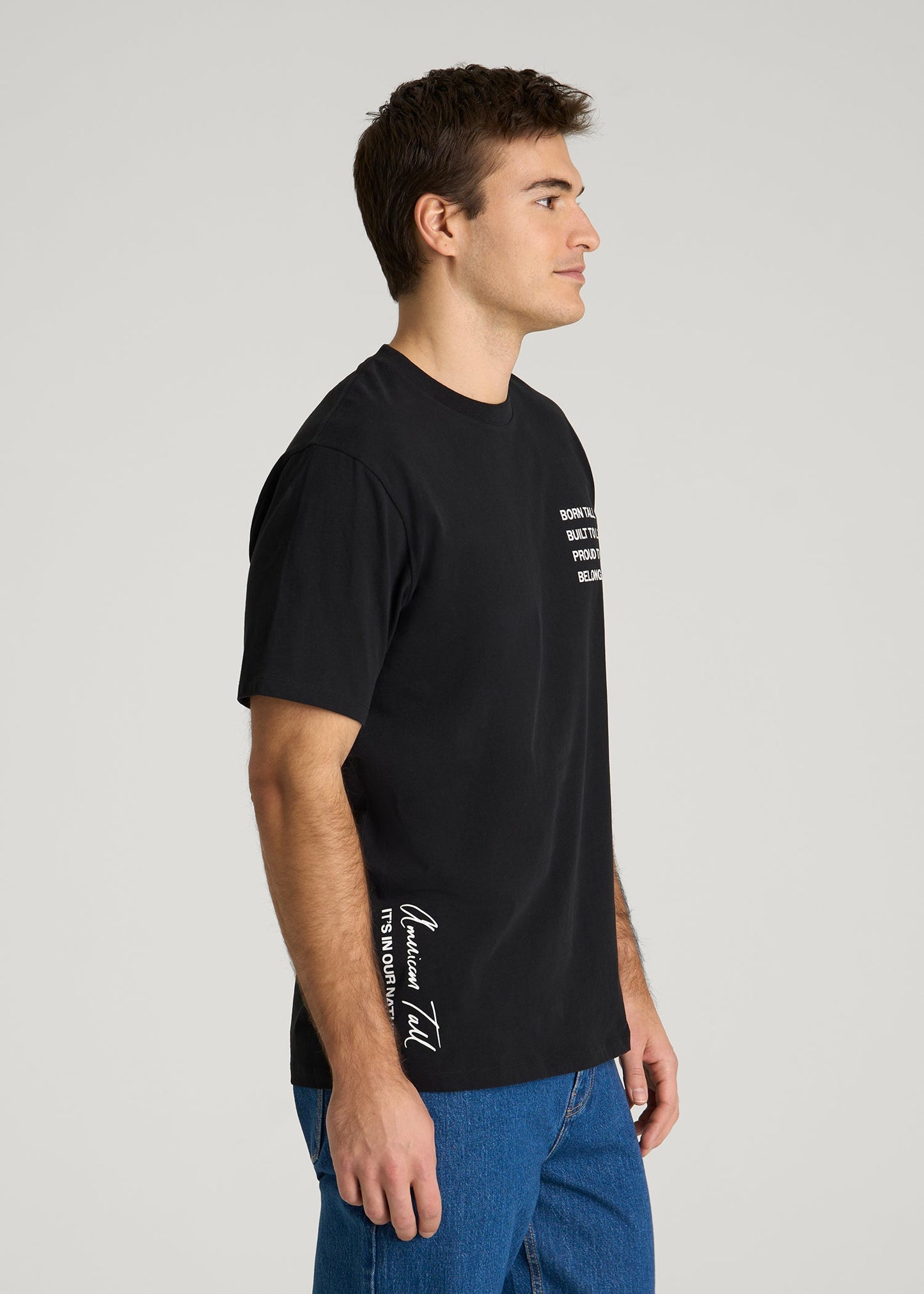 American Tall Men Mission Graphic Tee for Tall Men in Black