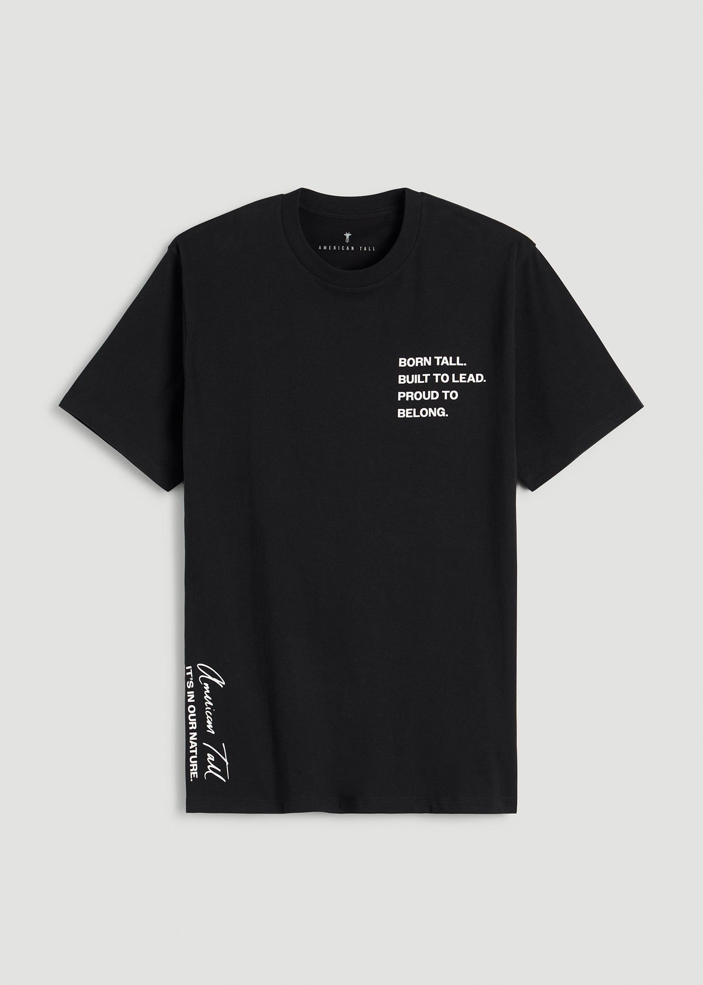 American Tall Men Mission Graphic Tee for Tall Men in Black