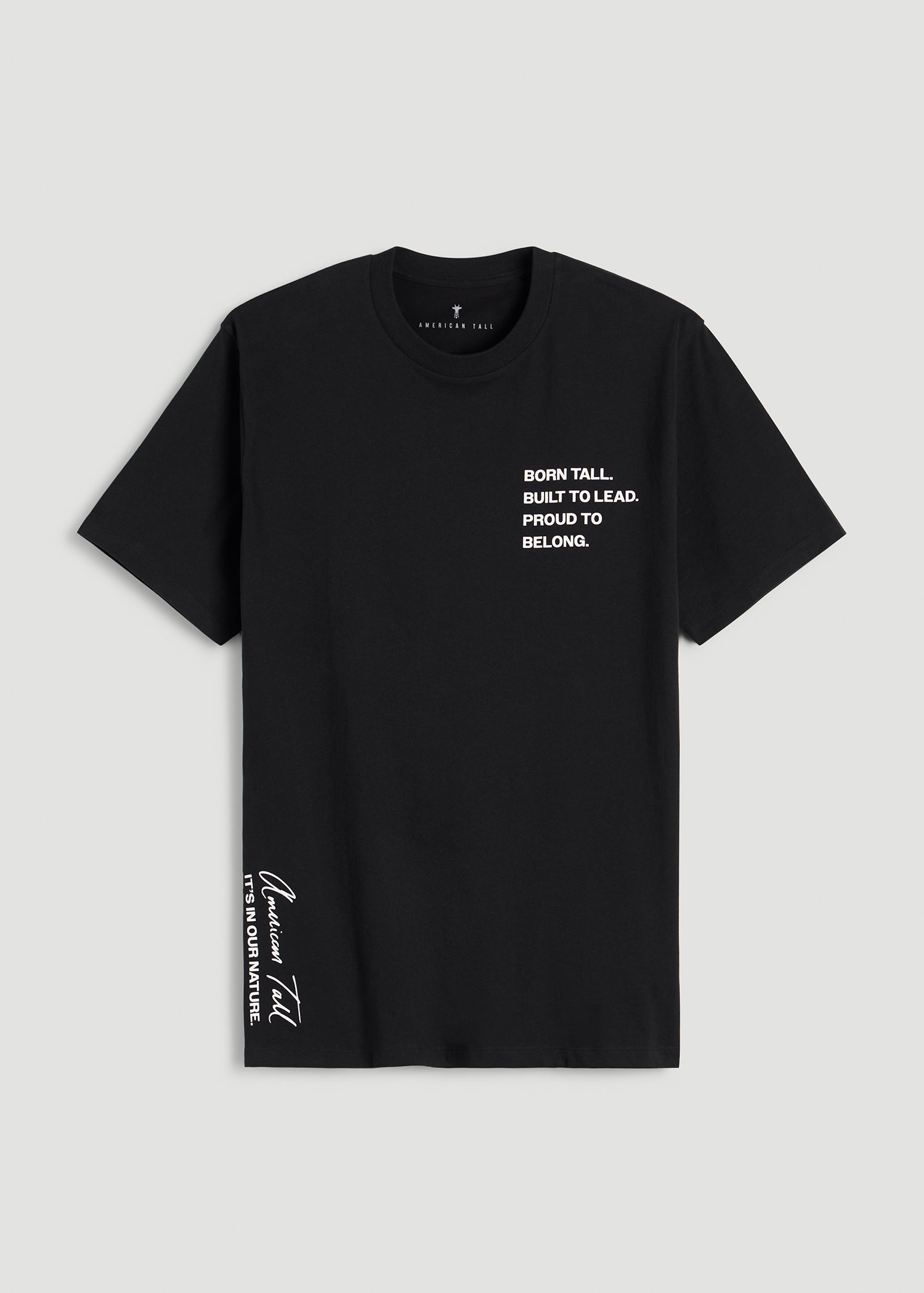 American Tall Men Mission Graphic Tee for Tall Men in Black
