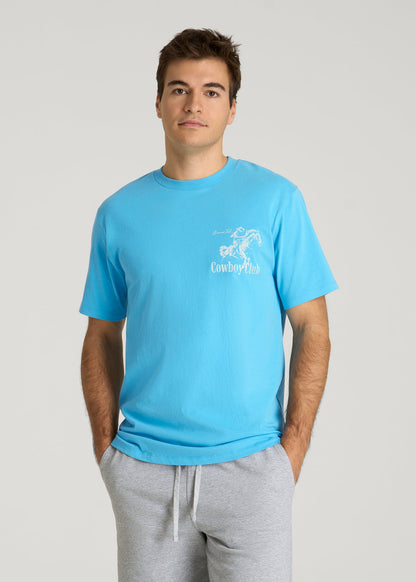 American Tall Men Rodeo Graphic Tee for Tall Men in Blue