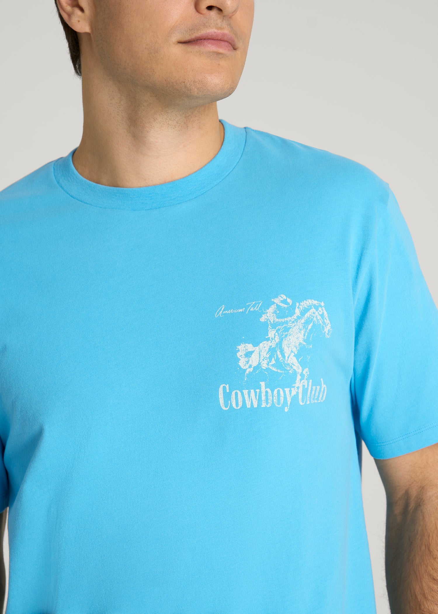 American Tall Men Rodeo Graphic Tee for Tall Men in Blue