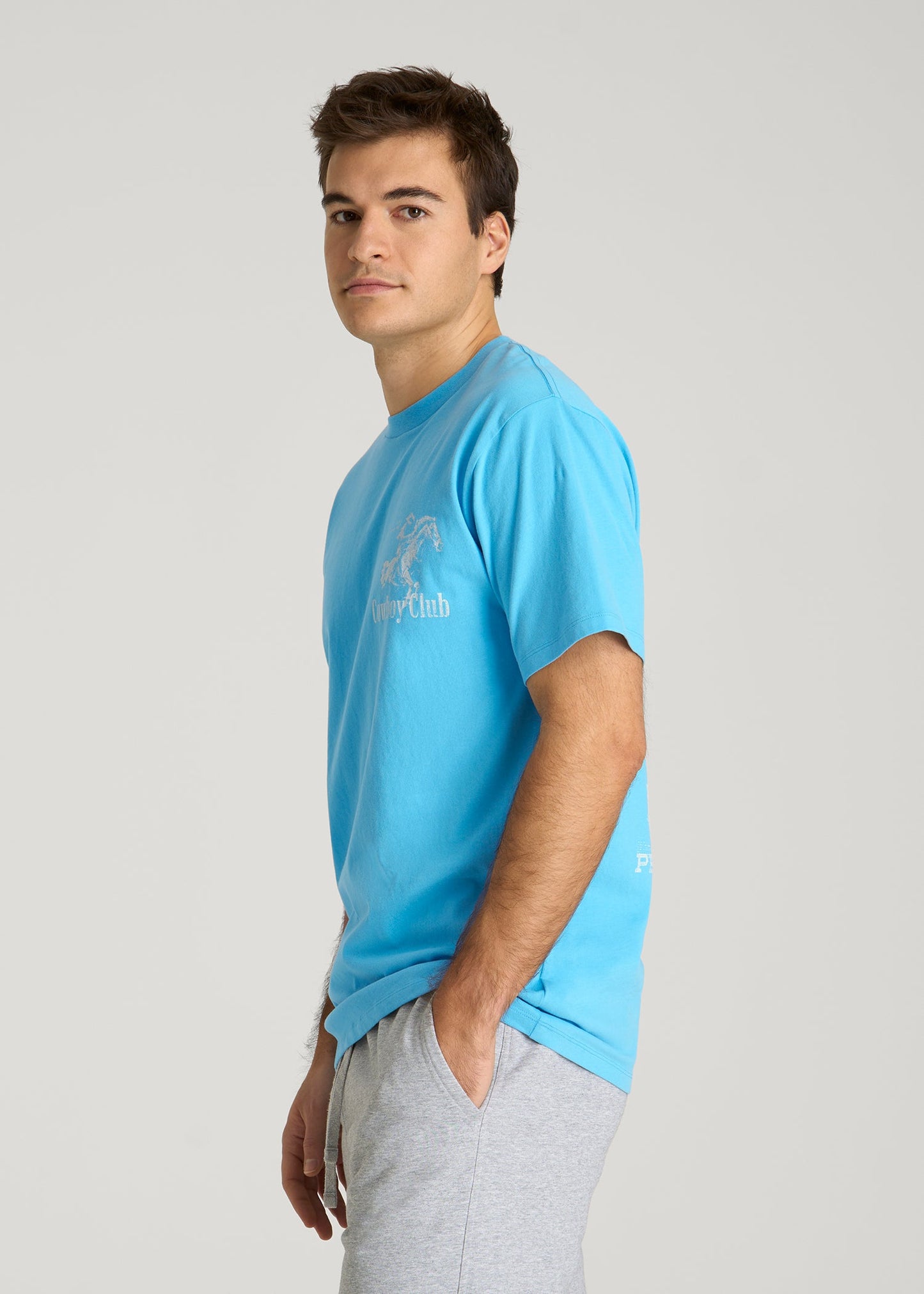 American Tall Men Rodeo Graphic Tee for Tall Men in Blue