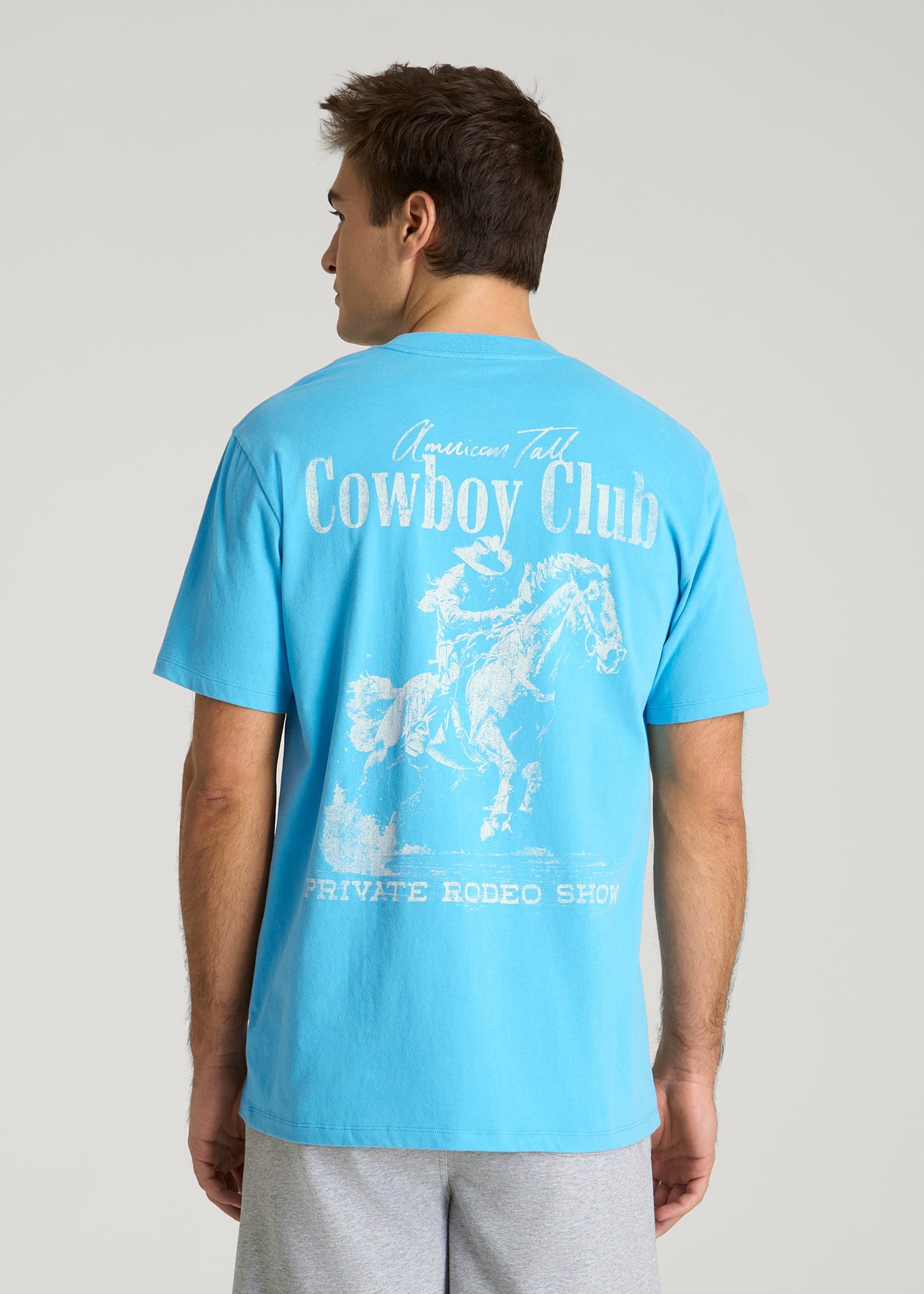 American Tall Men Rodeo Graphic Tee for Tall Men in Blue