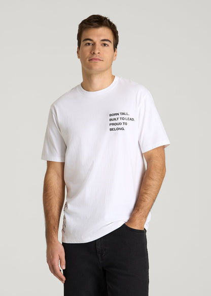 American Tall Men Mission Graphic Tee for Tall Men in White