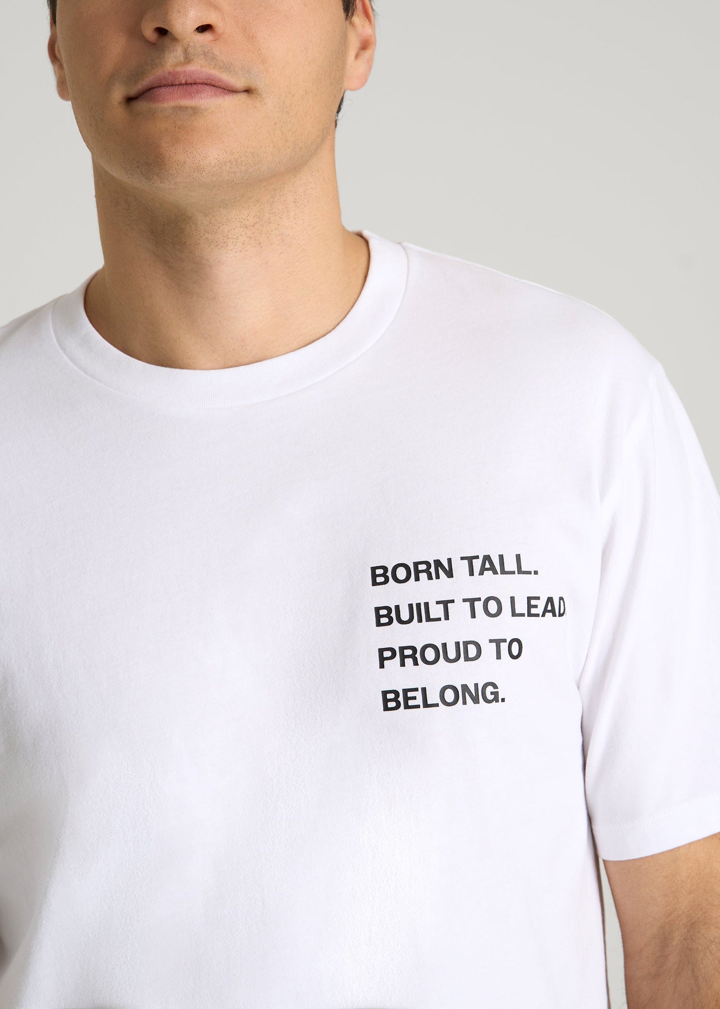 American Tall Men Mission Graphic Tee for Tall Men in White