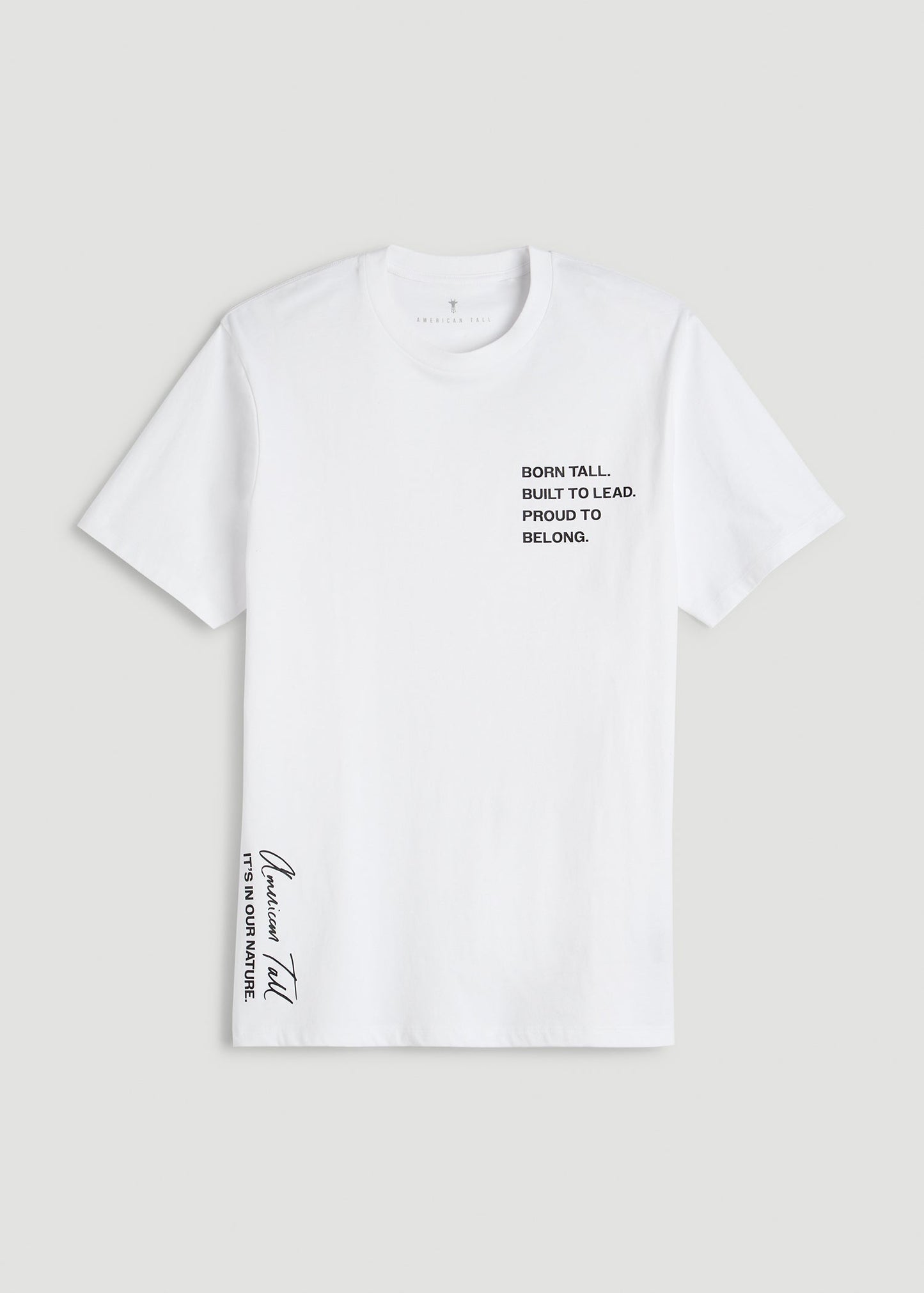 American Tall Men Mission Graphic Tee for Tall Men in White