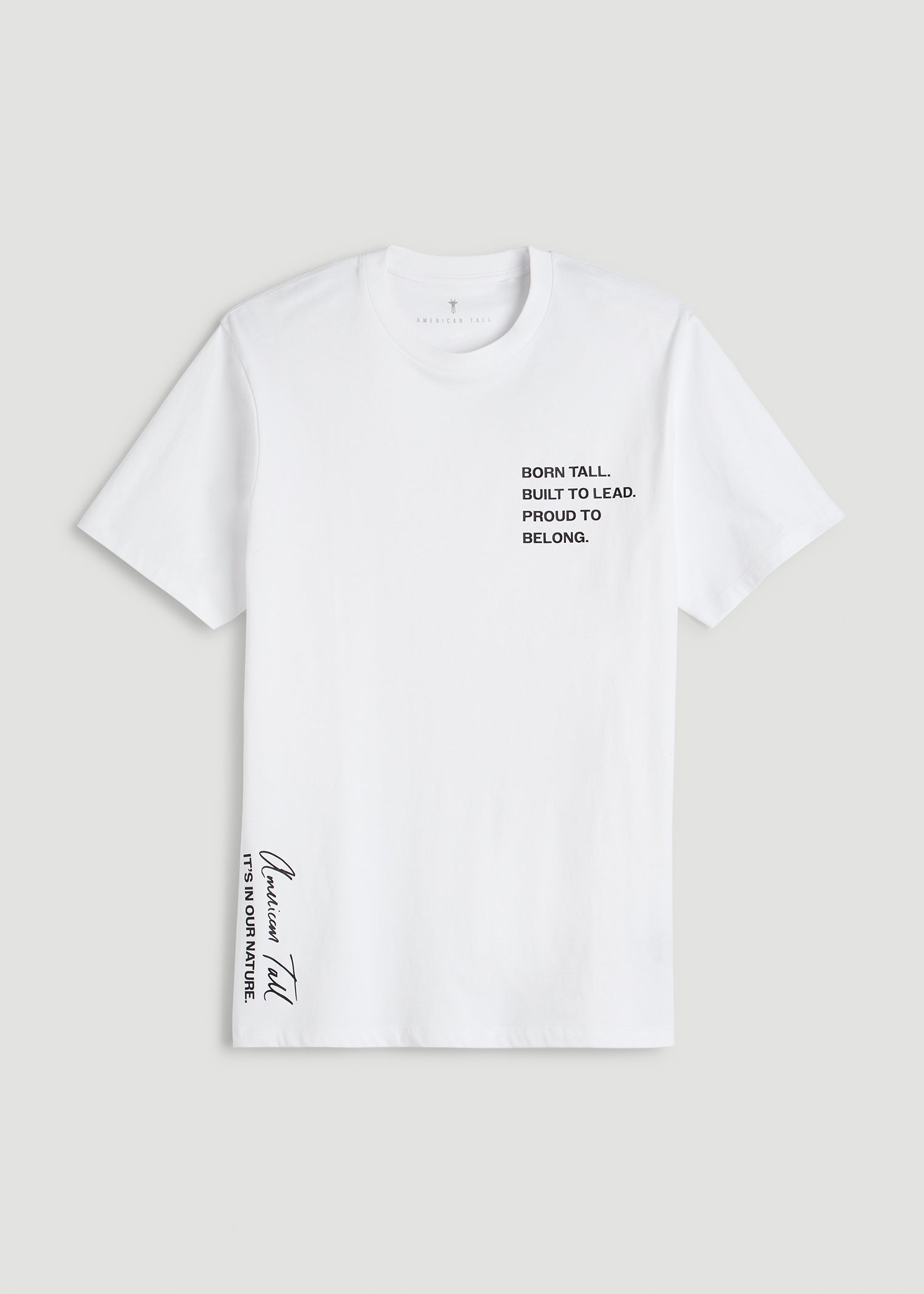 American Tall Men Mission Graphic Tee for Tall Men in White