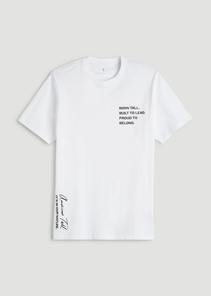 American Tall Men Mission Graphic Tee for Tall Men in White