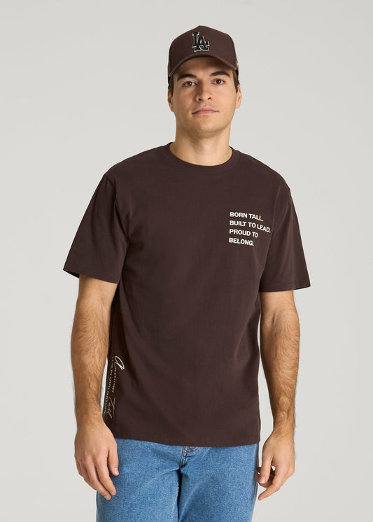 American Tall Men Mission Graphic Tee for Tall Men in Brown
