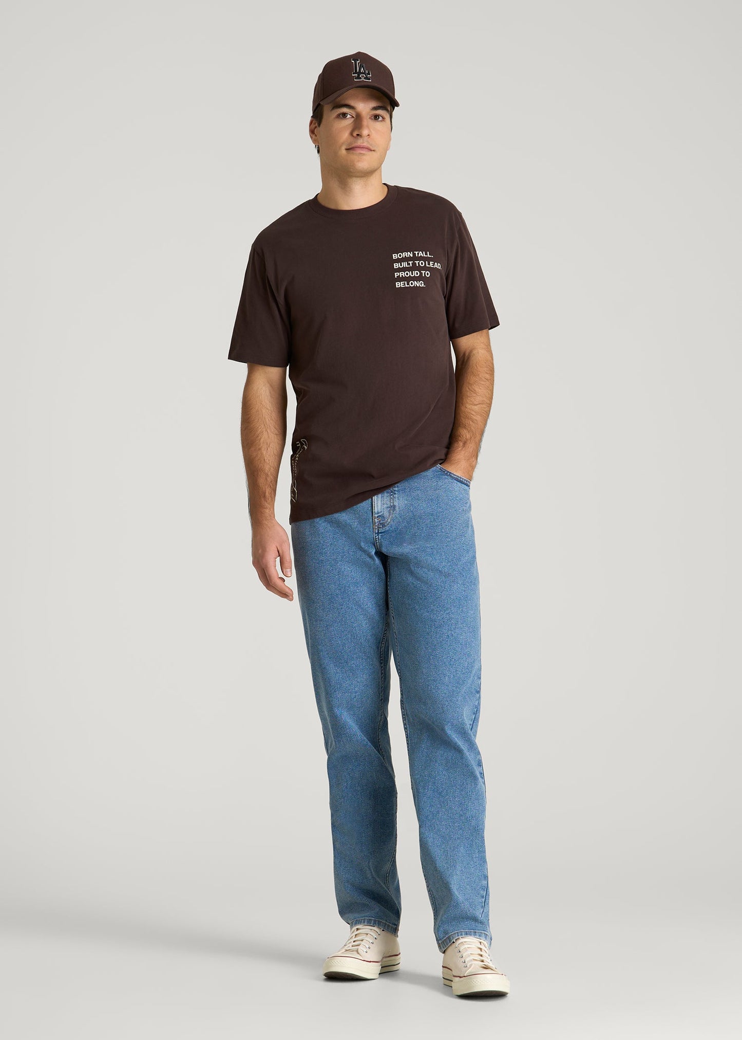 American Tall Men Mission Graphic Tee for Tall Men in Brown