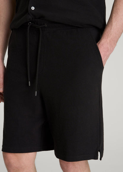 American Tall Men Terry Cotton Pull-On Shorts for Tall Men in Black