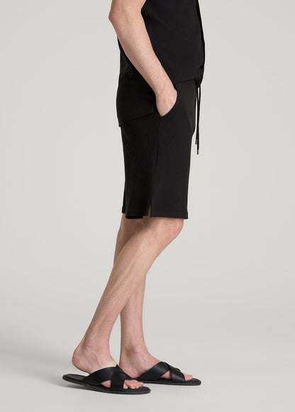 American Tall Men Terry Cotton Pull-On Shorts for Tall Men in Black