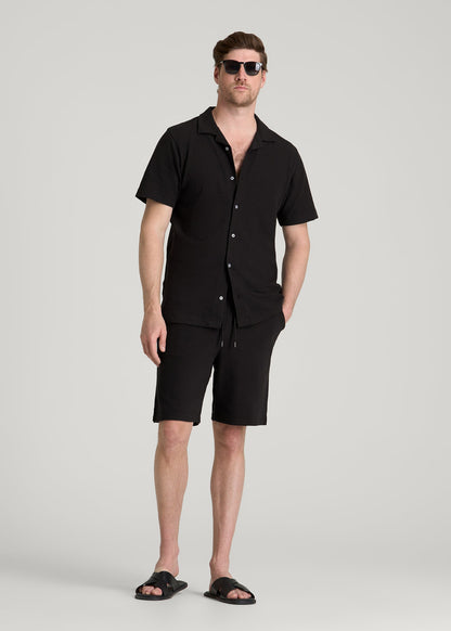 American Tall Men Terry Cotton Pull-On Shorts for Tall Men in Black