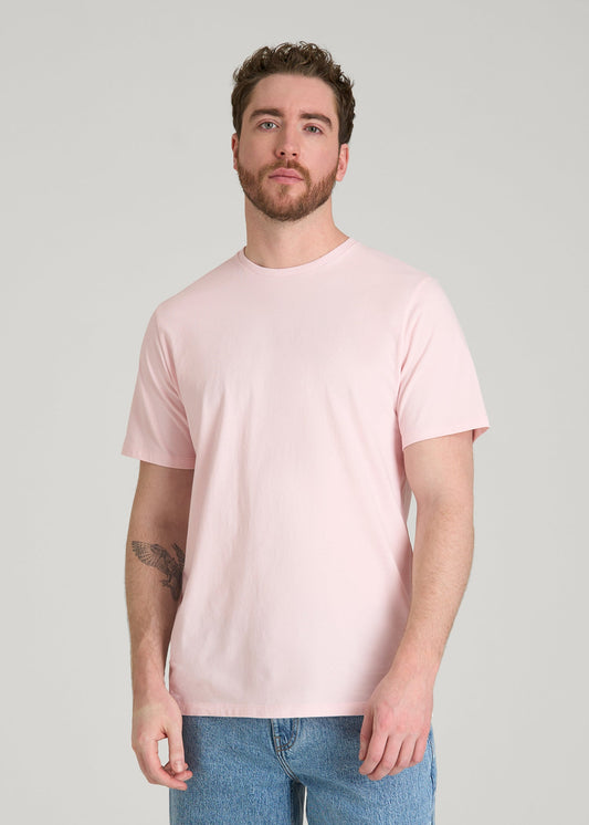 American Tall Men Core Cotton Crewneck Tee for Tall Men in Barely Pink