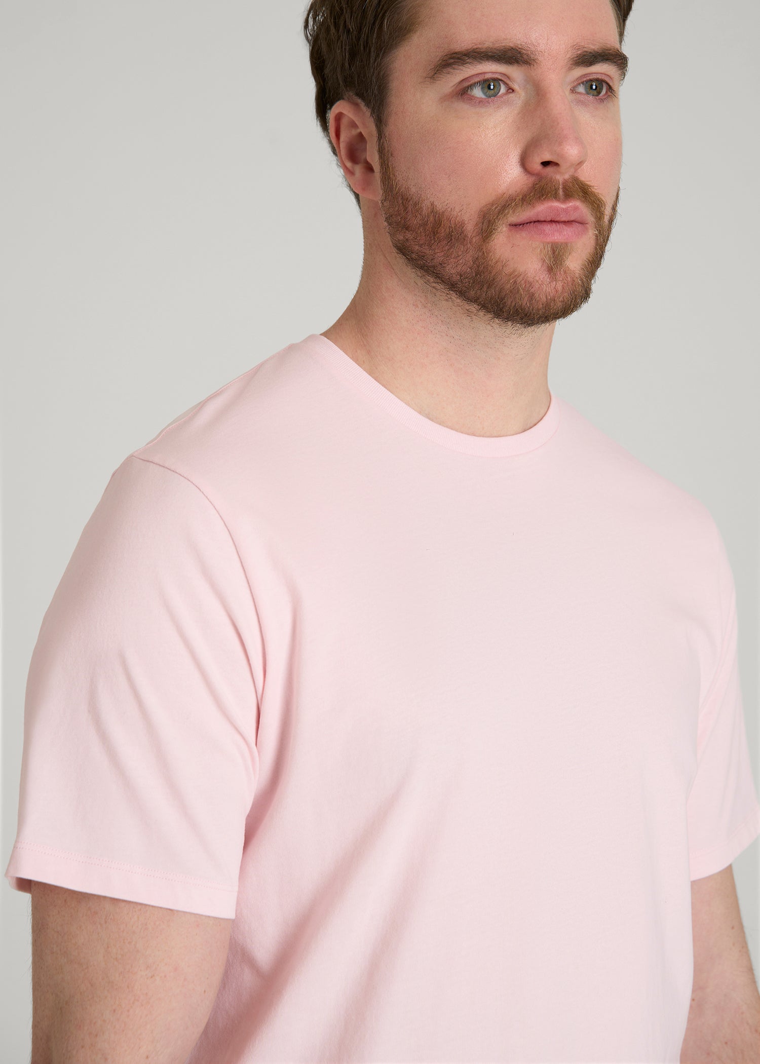 American Tall Men Core Cotton Crewneck Tee for Tall Men in Barely Pink