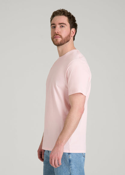 American Tall Men Core Cotton Crewneck Tee for Tall Men in Barely Pink