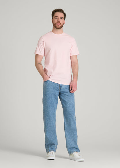 American Tall Men Core Cotton Crewneck Tee for Tall Men in Barely Pink