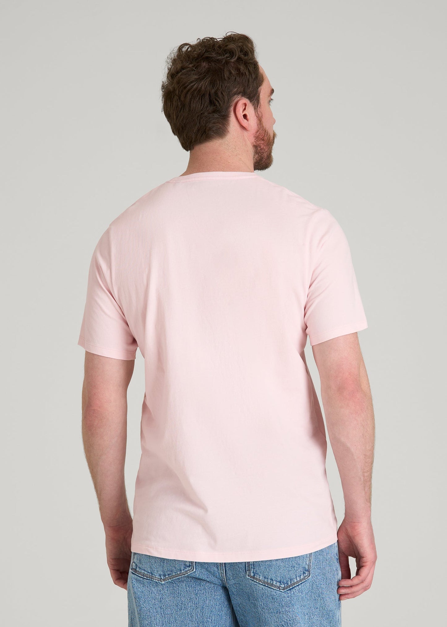 American Tall Men Core Cotton Crewneck Tee for Tall Men in Barely Pink