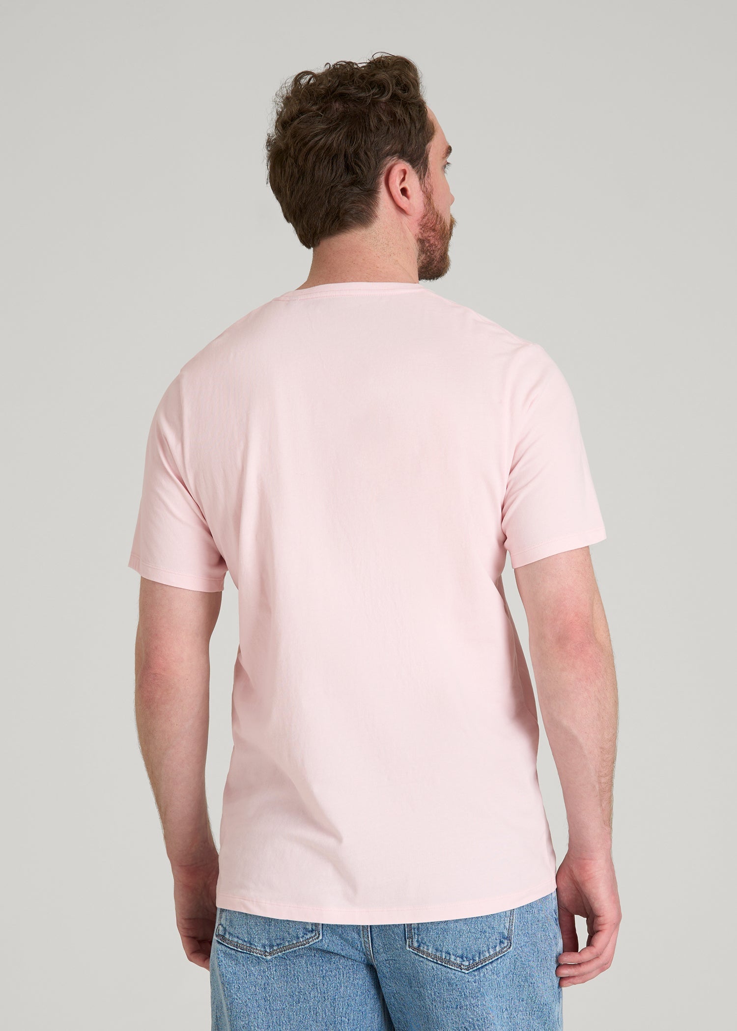 American Tall Men Core Cotton Crewneck Tee for Tall Men in Barely Pink
