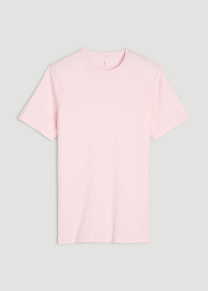 American Tall Men Core Cotton Crewneck Tee for Tall Men in Barely Pink