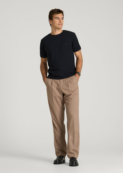 American Tall Men Terry Cotton Pocket Tee for Tall Men in Black